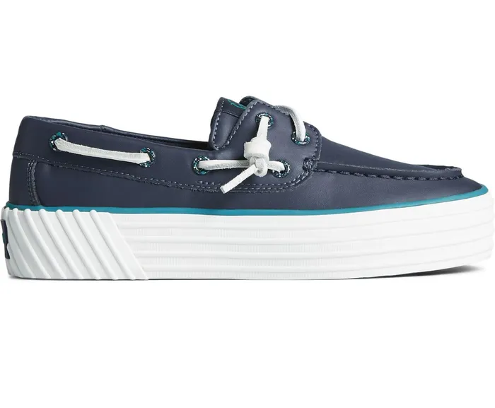 Women Bahama 20 Leather Platform Sneaker Navy Sperry Sneakers