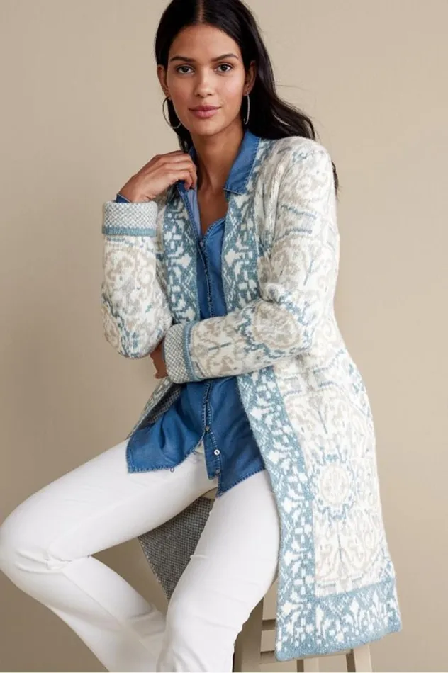 Women Barra Cardigan Medallion Multi Soft Surroundings Sweaters and Cardigans