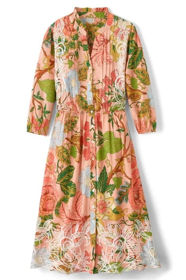 Women Bellicia Embroidered Midi Dress Multi Floral Soft Surroundings Dresses Women Bellicia Embroidered Midi Dress Multi Floral Soft Surroundings Dresses