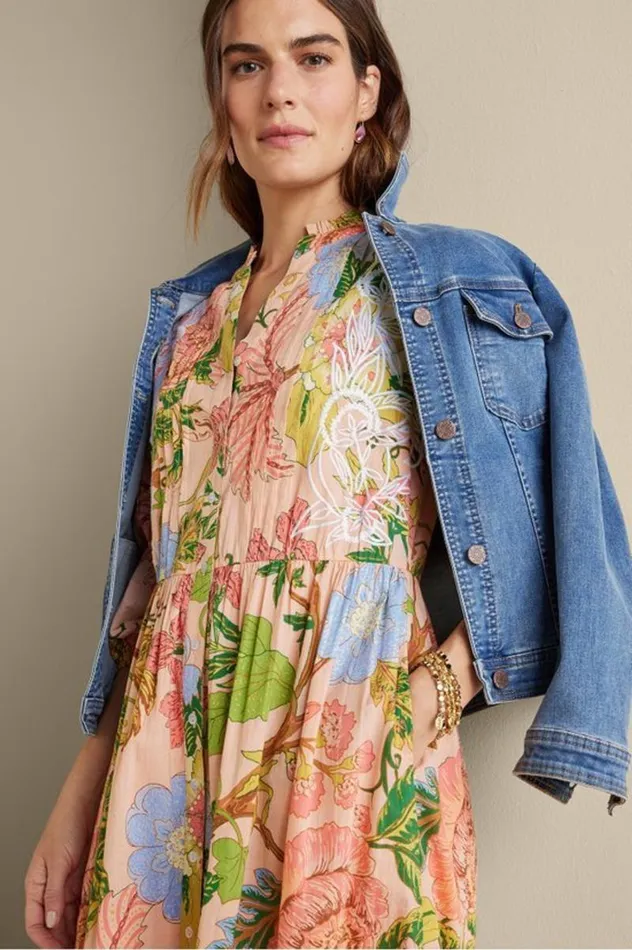 Women Bellicia Embroidered Midi Dress Multi Floral Soft Surroundings Dresses Women Bellicia Embroidered Midi Dress Multi Floral Soft Surroundings Dresses
