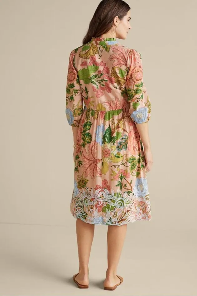 Women Bellicia Embroidered Midi Dress Multi Floral Soft Surroundings Dresses Women Bellicia Embroidered Midi Dress Multi Floral Soft Surroundings Dresses