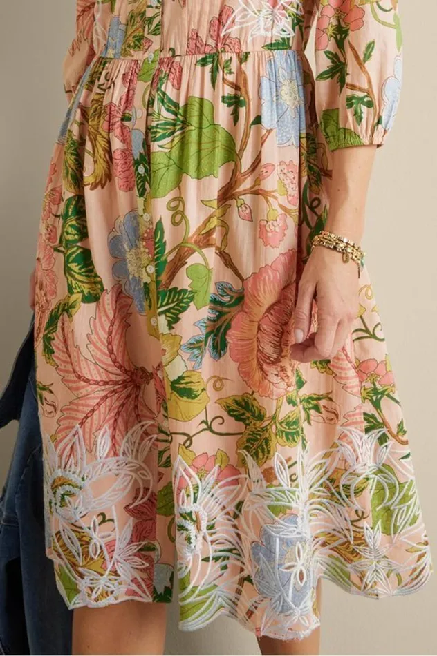 Women Bellicia Embroidered Midi Dress Multi Floral Soft Surroundings Dresses Women Bellicia Embroidered Midi Dress Multi Floral Soft Surroundings Dresses