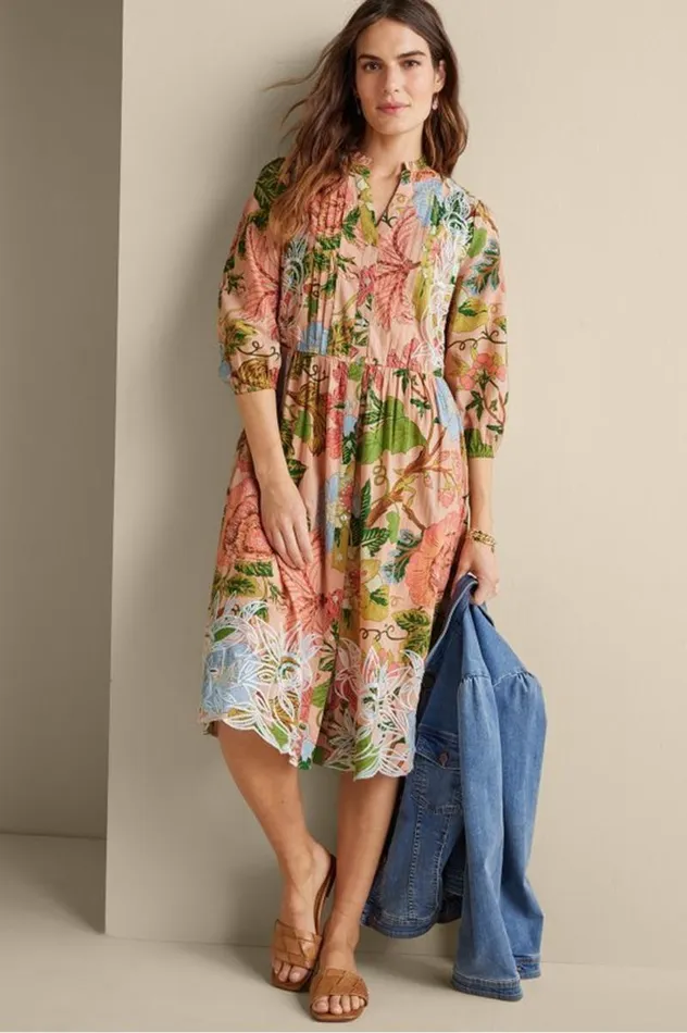 Women Bellicia Embroidered Midi Dress Multi Floral Soft Surroundings Dresses Women Bellicia Embroidered Midi Dress Multi Floral Soft Surroundings Dresses