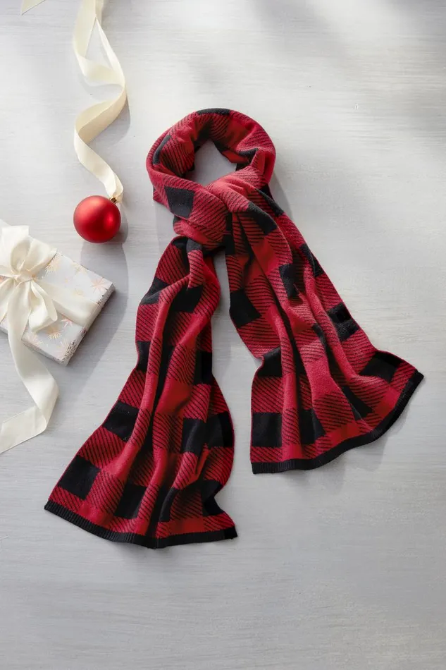 Women Bera Plaid Scarf Rio Red Buffalo Check Soft Surroundings Scarves and Wraps