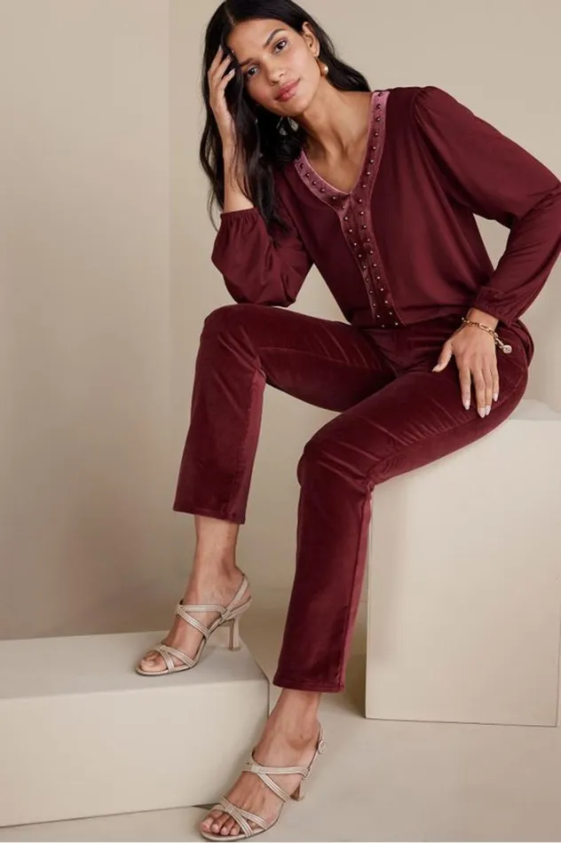 Women Blakely Velveteen Pants Cabernet Soft Surroundings Pants