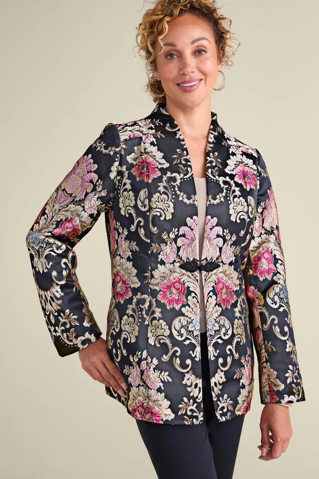 Women Branca Jacquard Jacket Rose Baroque Jacquard Soft Surroundings Jackets and Coats