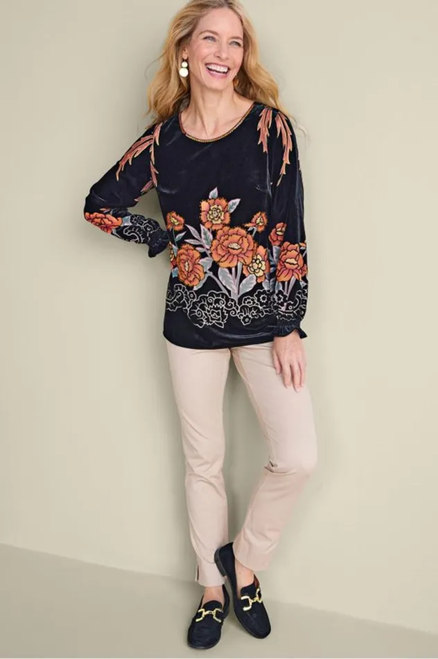 Women Brielle Velvet Top Black Multi Soft Surroundings Tops Women Brielle Velvet Top Black Multi Soft Surroundings Tops