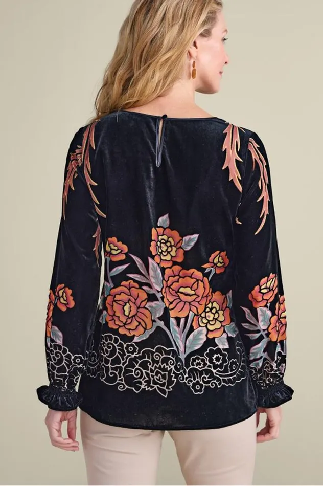 Women Brielle Velvet Top Black Multi Soft Surroundings Tops Women Brielle Velvet Top Black Multi Soft Surroundings Tops