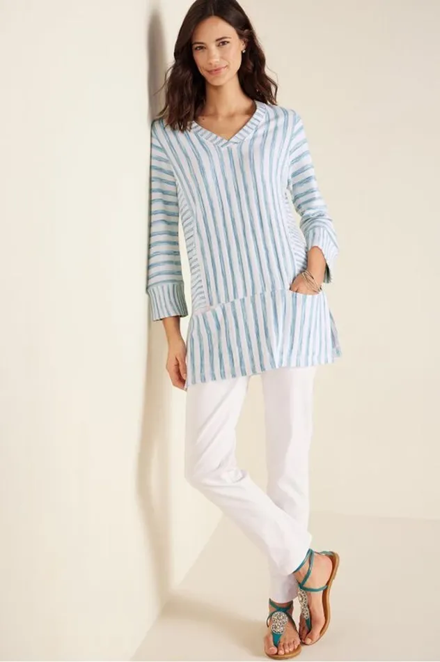 Women Briza Stripe Tunic Chambray Bluewhite Strip Soft Surroundings Tops Women Briza Stripe Tunic Chambray Bluewhite Strip Soft Surroundings Tops