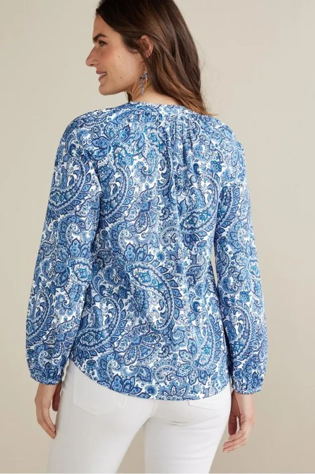 Women Celia Top Spring Paisley Chambray Soft Surroundings Tops Women Celia Top Spring Paisley Chambray Soft Surroundings Tops