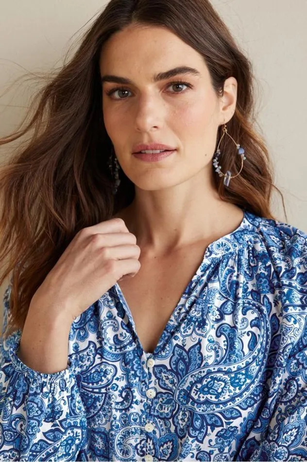 Women Celia Top Spring Paisley Chambray Soft Surroundings Tops Women Celia Top Spring Paisley Chambray Soft Surroundings Tops