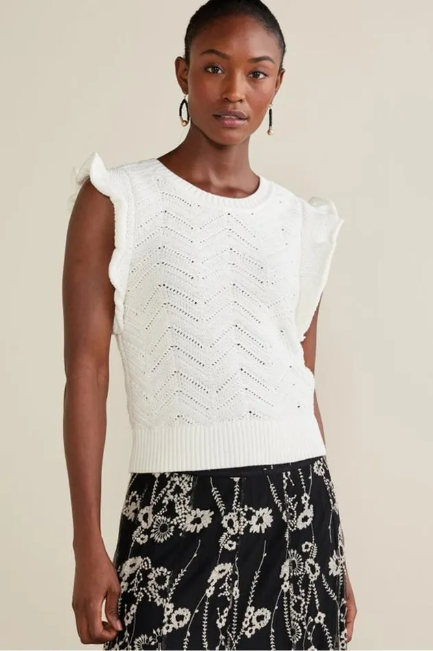 Women Celina Flutter Sleeve Sweater Ivory Pearl Soft Surroundings Tops