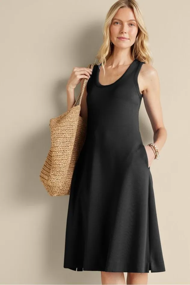 Women Ceri Knit Midi Dress Black Soft Surroundings Dresses