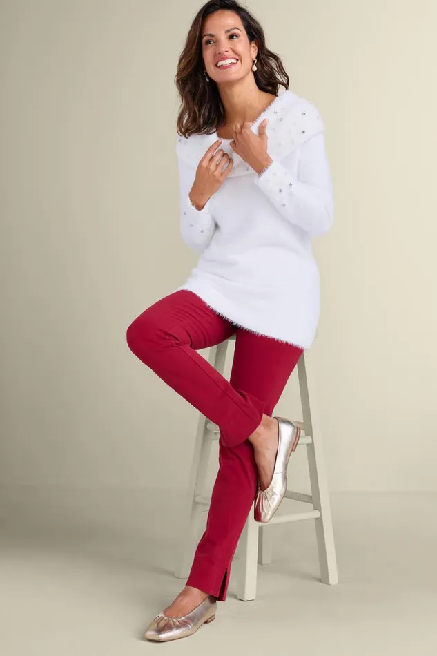 Women Christina Embellished Cowl Neck Sweater Tunic Ivory Pearl Soft Surroundings Tops Women Christina Embellished Cowl Neck Sweater Tunic Ivory Pearl Soft Surroundings Tops
