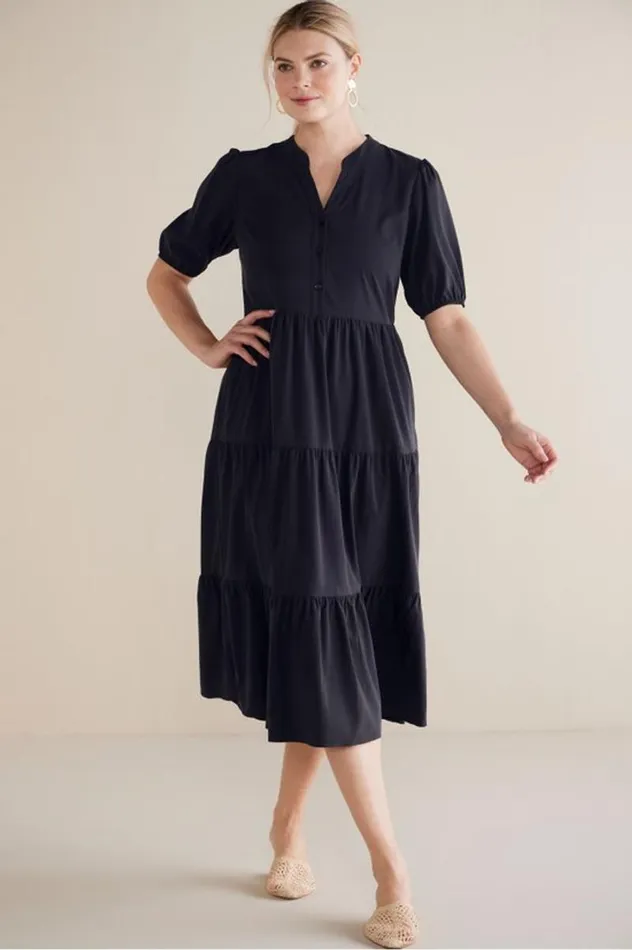 Women Claudia Midi Dress Black Soft Surroundings Dresses