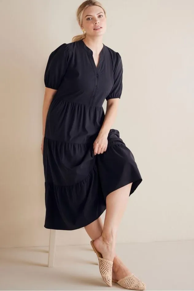 Women Claudia Midi Dress Black Soft Surroundings Dresses Women Claudia Midi Dress Black Soft Surroundings Dresses