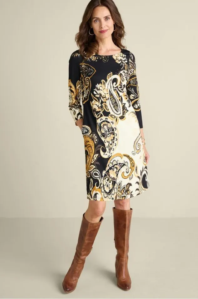 Women Clotilde Ponte Dress Autumn Paisley Soft Surroundings Dresses