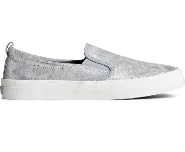 Women Crest Twin Gore Metallic Slip On Sneaker Silver Sperry Sneakers
