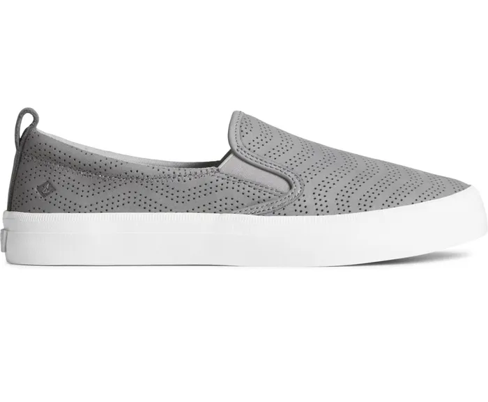 Women Crest Twin Gore Perforated Leather Slip On Sneaker Grey Sperry Sneakers Women Crest Twin Gore Perforated Leather Slip On Sneaker Grey Sperry Sneakers