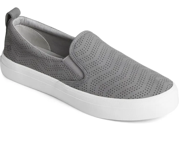 Women Crest Twin Gore Perforated Leather Slip On Sneaker Grey Sperry Sneakers Women Crest Twin Gore Perforated Leather Slip On Sneaker Grey Sperry Sneakers