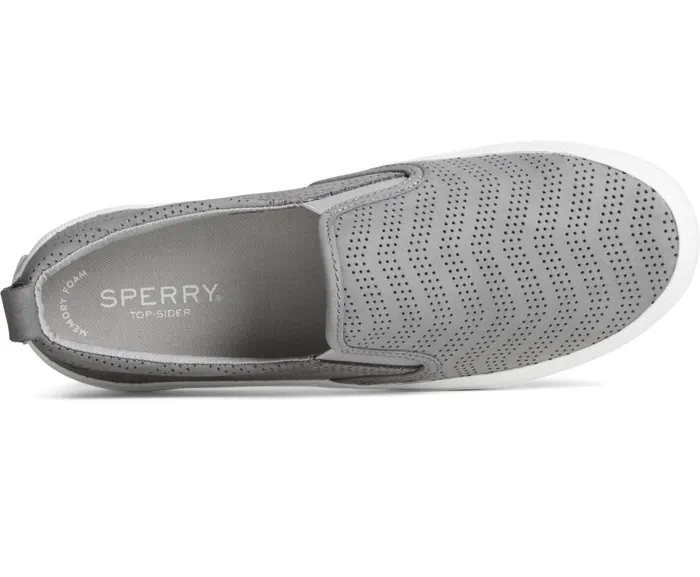 Women Crest Twin Gore Perforated Leather Slip On Sneaker Grey Sperry Sneakers Women Crest Twin Gore Perforated Leather Slip On Sneaker Grey Sperry Sneakers