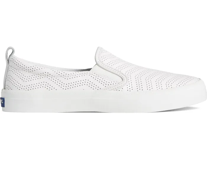 Women Crest Twin Gore Perforated Leather Slip On Sneaker White Sperry Sneakers