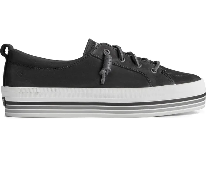 Women Crest Vibe Platform Stripe Sneaker Black Sperry Sneakers