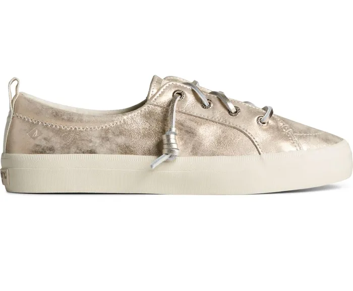 Women Crest Vibe Shimmer Leather Sneaker Ivory Sperry Sneakers