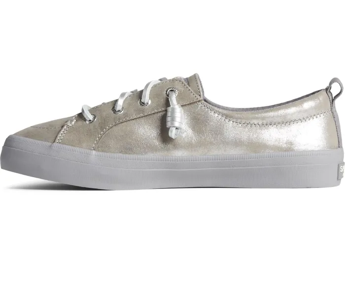 Women Crest Vibe Shimmer Leather Sneaker Silver Sperry Sneakers Women Crest Vibe Shimmer Leather Sneaker Silver Sperry Sneakers