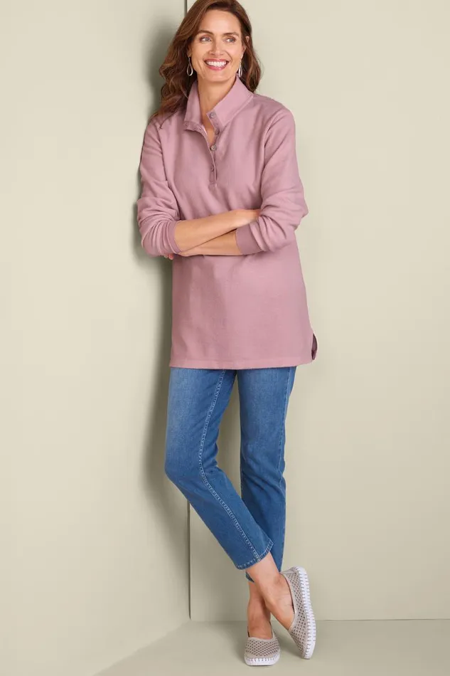 Women Cuddle Pullover Rose Garden Blue Soft Surroundings Tops Women Cuddle Pullover Rose Garden Blue Soft Surroundings Tops