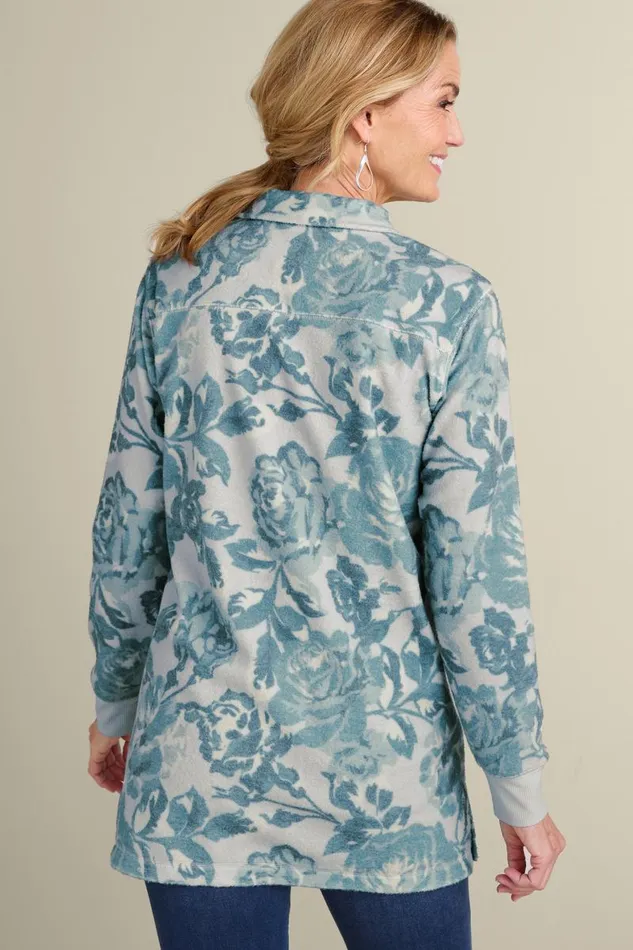 Women Cuddle Pullover Rose Garden Blue Soft Surroundings Tops Women Cuddle Pullover Rose Garden Blue Soft Surroundings Tops