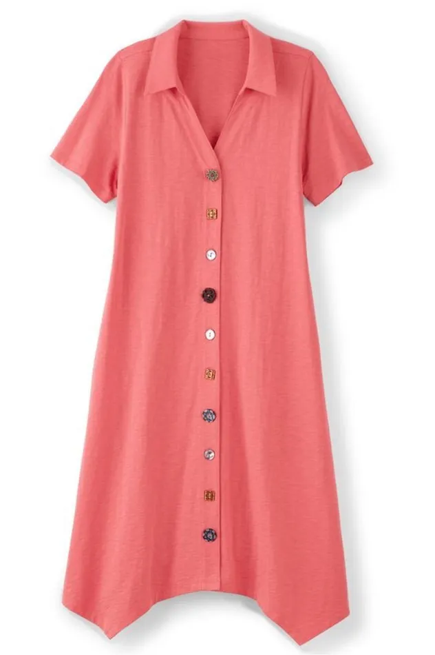 Women Danielle Button Dress Sunset Coral Soft Surroundings Dresses Women Danielle Button Dress Sunset Coral Soft Surroundings Dresses
