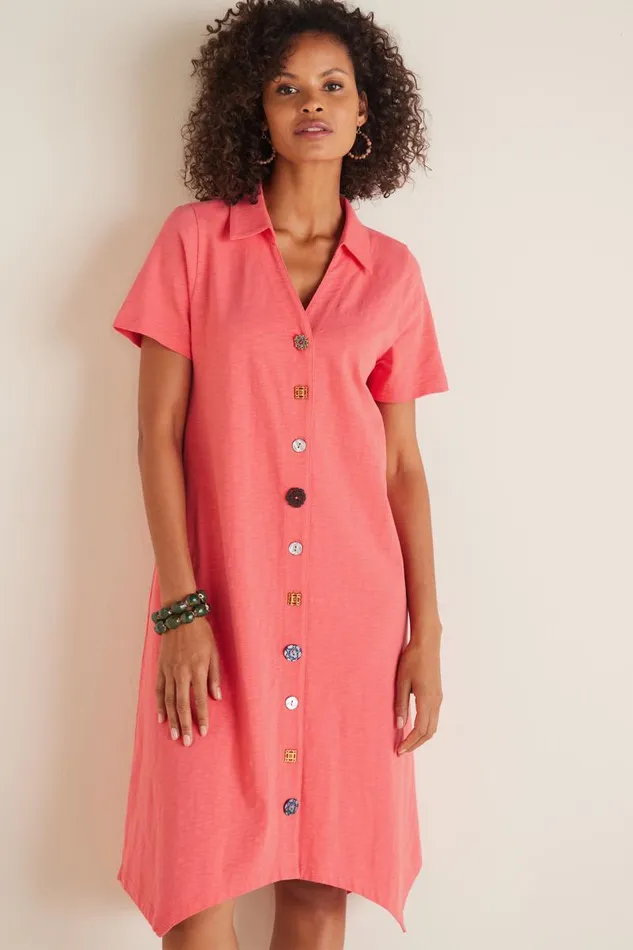 Women Danielle Button Dress Sunset Coral Soft Surroundings Dresses Women Danielle Button Dress Sunset Coral Soft Surroundings Dresses