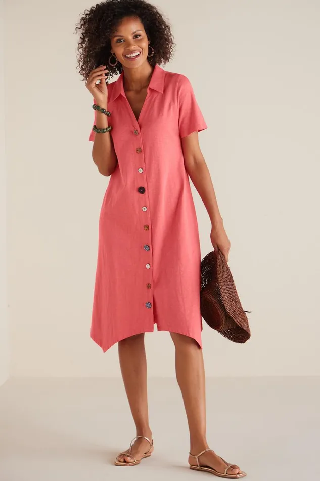 Women Danielle Button Dress Sunset Coral Soft Surroundings Dresses Women Danielle Button Dress Sunset Coral Soft Surroundings Dresses