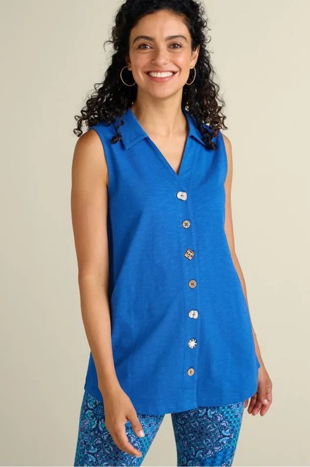 Women Danielle Sleeveless Tunic Pink Peacock Soft Surroundings Tops