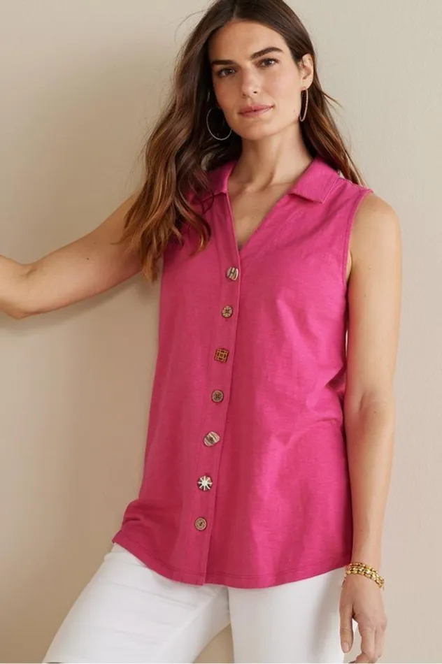 Women Danielle Sleeveless Tunic Pink Peacock Soft Surroundings Tops Women Danielle Sleeveless Tunic Pink Peacock Soft Surroundings Tops