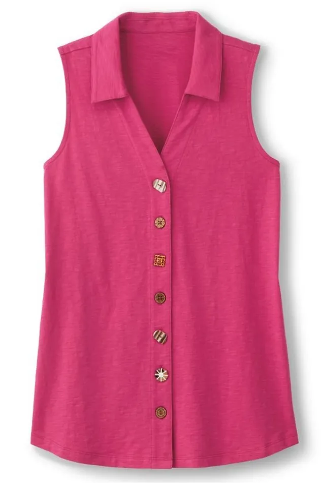 Women Danielle Sleeveless Tunic Pink Peacock Soft Surroundings Tops Women Danielle Sleeveless Tunic Pink Peacock Soft Surroundings Tops