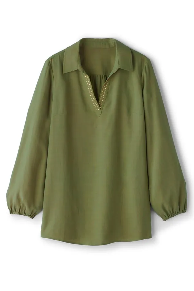 Women Delaine Tencel Tunic Loden Green Soft Surroundings Tops Women Delaine Tencel Tunic Loden Green Soft Surroundings Tops