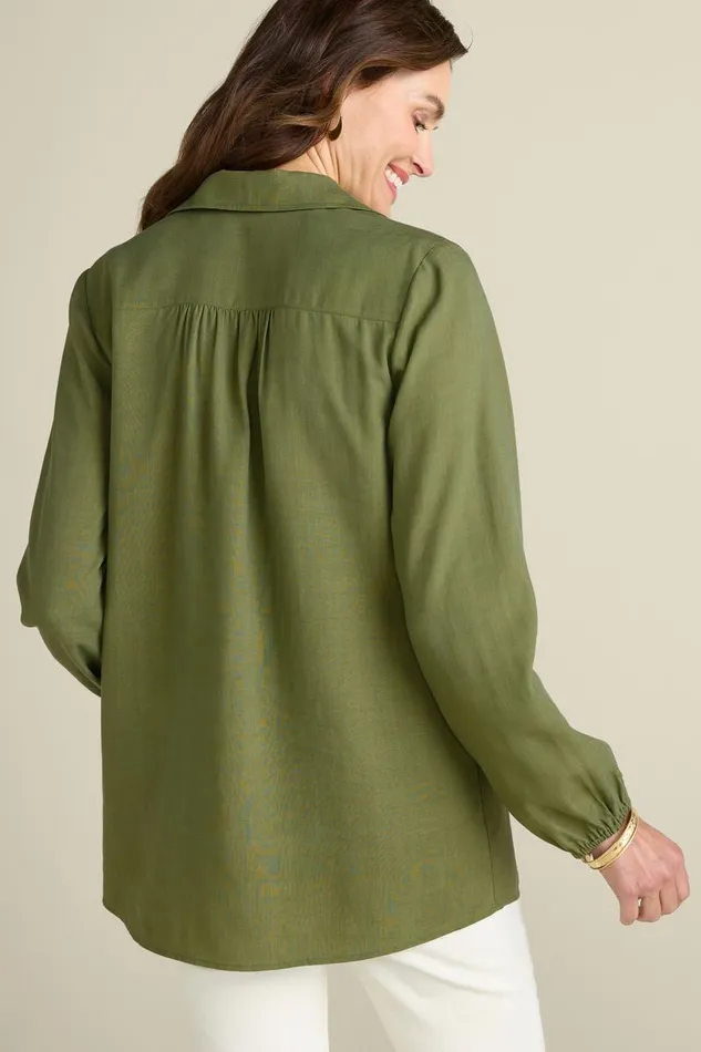 Women Delaine Tencel Tunic Loden Green Soft Surroundings Tops Women Delaine Tencel Tunic Loden Green Soft Surroundings Tops