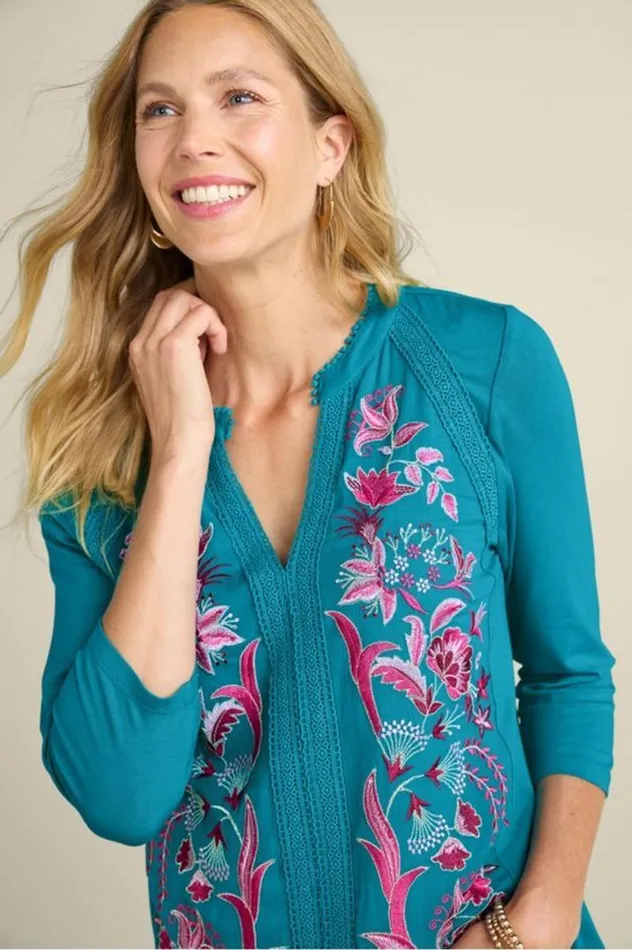 Women Delsie Embroidered Top White Soft Surroundings Tops