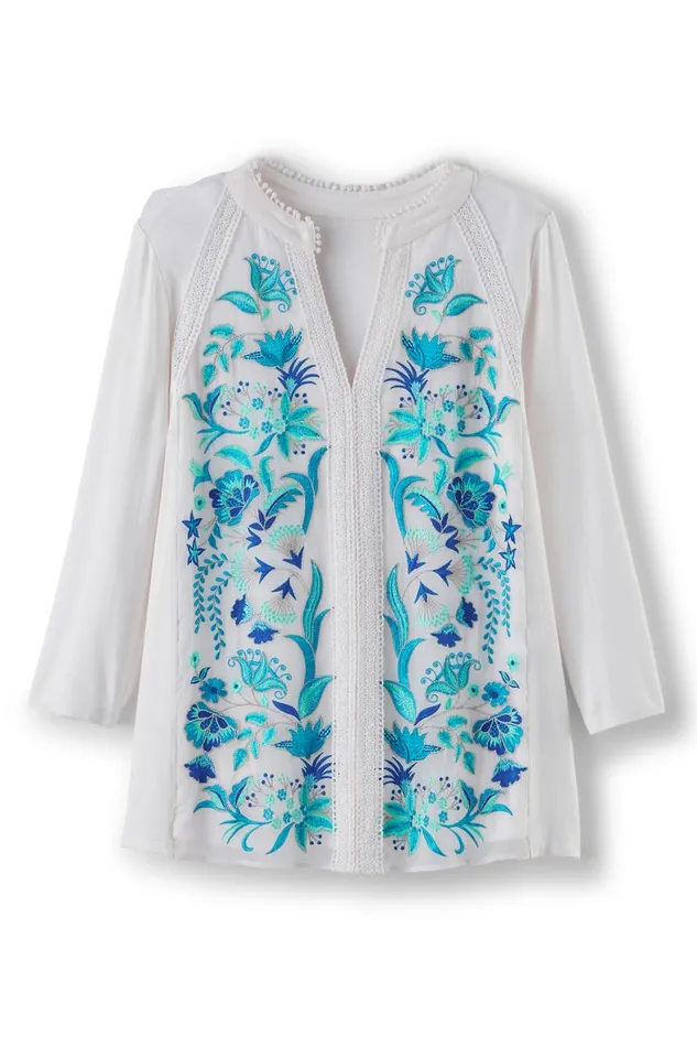 Women Delsie Embroidered Top White Soft Surroundings Tops Women Delsie Embroidered Top White Soft Surroundings Tops