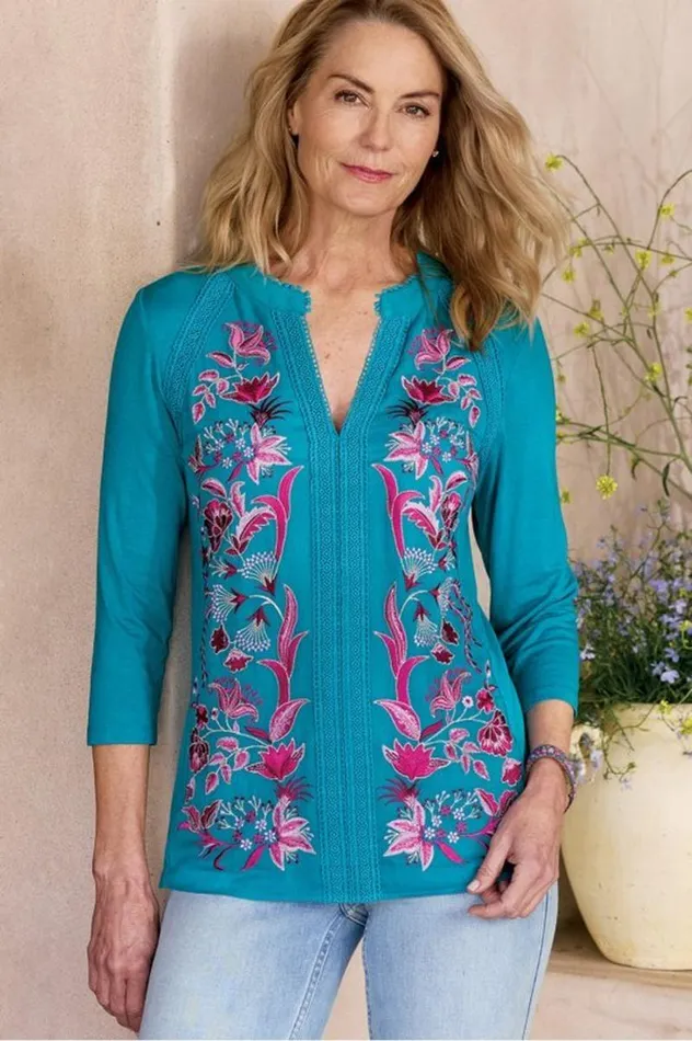 Women Delsie Embroidered Top White Soft Surroundings Tops Women Delsie Embroidered Top White Soft Surroundings Tops
