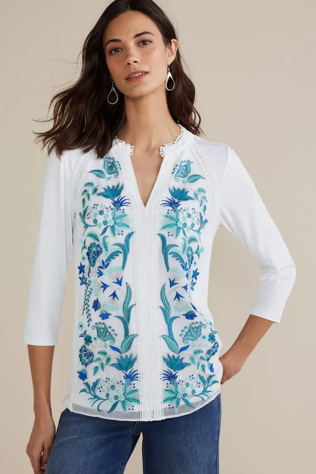 Women Delsie Embroidered Top White Soft Surroundings Tops Women Delsie Embroidered Top White Soft Surroundings Tops
