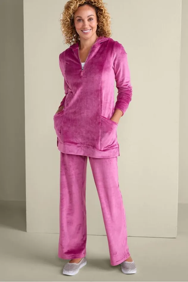 Women Dixie Velour Zip Hoodie Tunic Boysenberry Soft Surroundings Tops Women Dixie Velour Zip Hoodie Tunic Boysenberry Soft Surroundings Tops