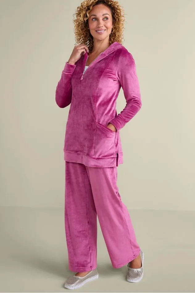 Women Dixie Velour Zip Hoodie Tunic Boysenberry Soft Surroundings Tops Women Dixie Velour Zip Hoodie Tunic Boysenberry Soft Surroundings Tops