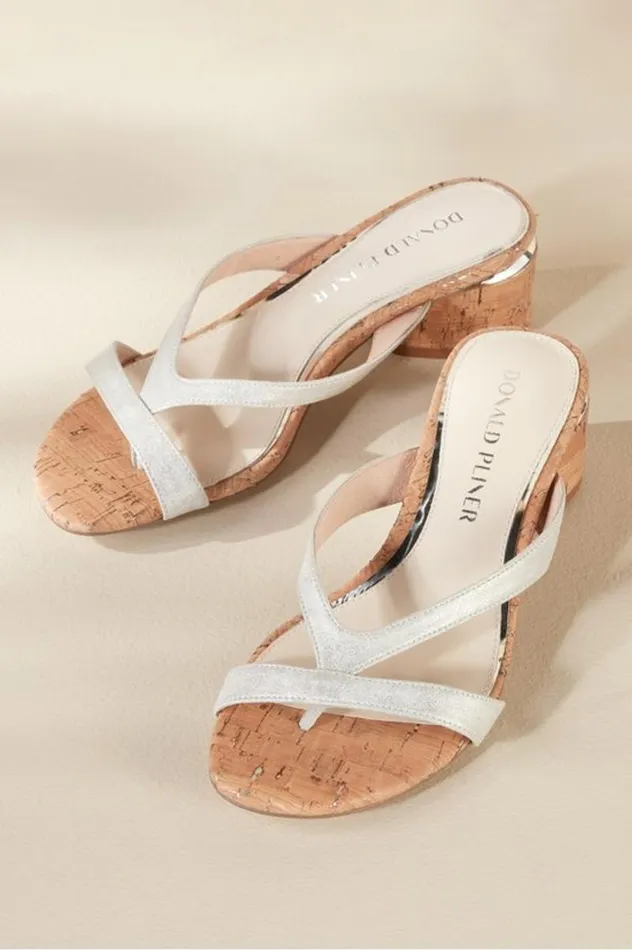 Women Donald Pliner Mida Cork Heel Slide Silver Soft Surroundings Shoes Women Donald Pliner Mida Cork Heel Slide Silver Soft Surroundings Shoes