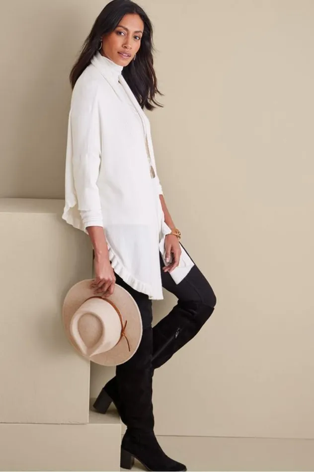 Women Draped Ruffle Cardigan Cabernet Soft Surroundings Tops Women Draped Ruffle Cardigan Cabernet Soft Surroundings Tops