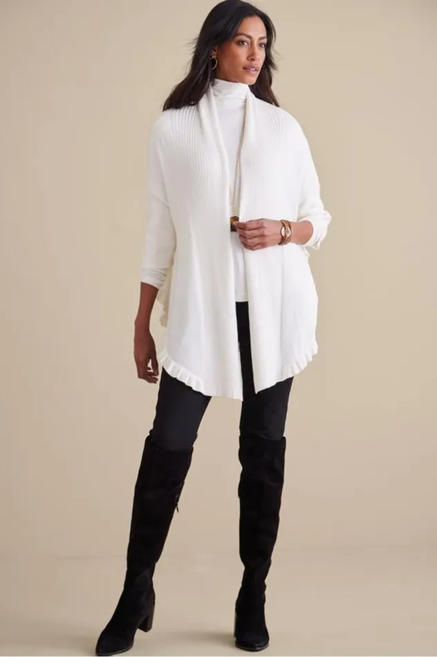 Women Draped Ruffle Cardigan Cabernet Soft Surroundings Tops Women Draped Ruffle Cardigan Cabernet Soft Surroundings Tops