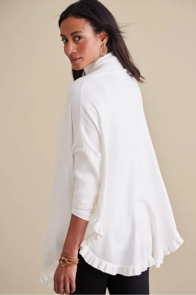 Women Draped Ruffle Cardigan Cabernet Soft Surroundings Tops Women Draped Ruffle Cardigan Cabernet Soft Surroundings Tops