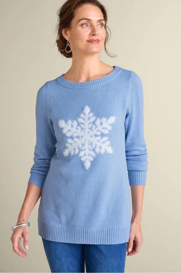 Women Draya Eyelash Snowflake Sweater Snowflake Soft Surroundings Tops